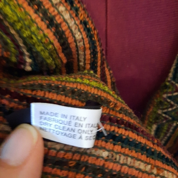 Filatess retro funky striped wool blend long scarf with fringe - Picture 9 of 9